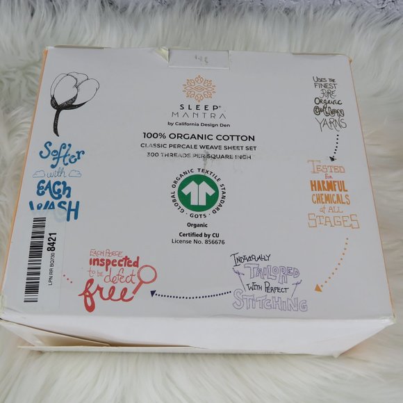 NEW - 100% Organic Cotton 4 Piece Sheet Set - Ivory - Picture 9 of 10